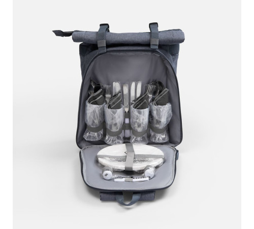 Набор для пикника Picnivo на 4 персоны, темно-серый меланж