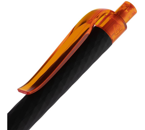 Ручка шариковая Prodir QS01 PRT-T Soft Touch, черная с оранжевым