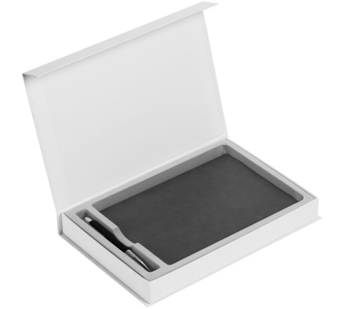 Коробка Silk с ложементом под ежедневник 15х21 см и ручку, ver.2, белая