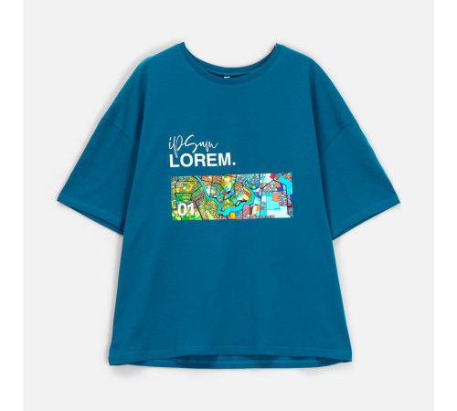 Футболка унисекс оверсайз Crosstown, бирюзовая (морская волна)