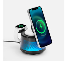 Bluetooth-колонка с подсветкой и беспроводной зарядкой Quantium, черная