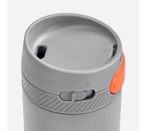Термостакан X1 с цветной кнопкой, серый с оранжевым