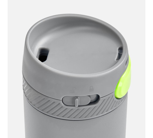 Термостакан X1 с цветной кнопкой, серый с желтым