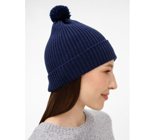 Шапка Catch Match с помпоном, темно-синяя