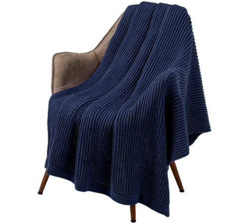 Плед Shirr, темно-синий (сапфир)