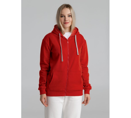 Толстовка на молнии с капюшоном Unit Siverga Heavy, красная