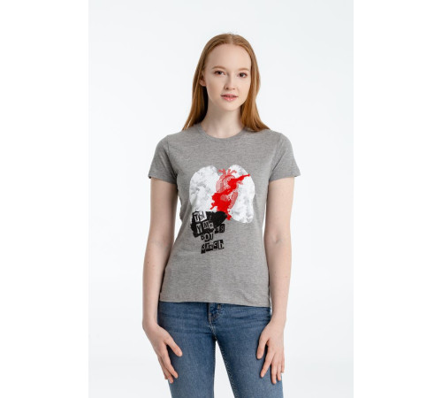 Футболка женская «Ты у меня вот здесь», серый меланж