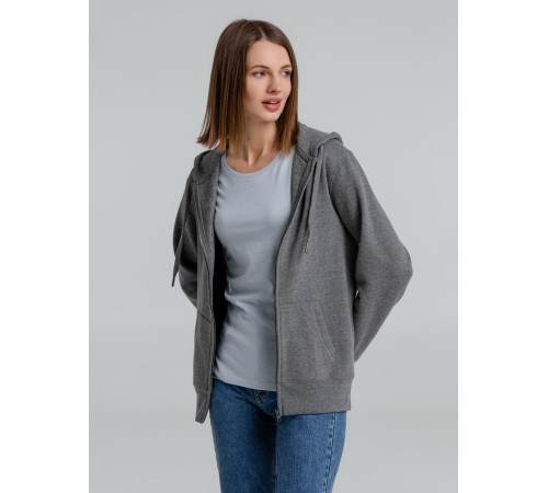 Толстовка на молнии с капюшоном унисекс King, темно-серый меланж