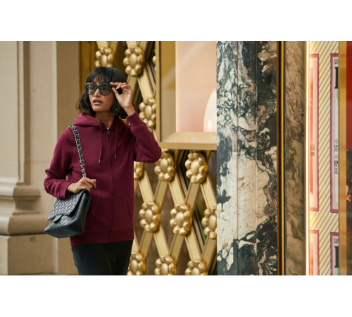 Толстовка на молнии с капюшоном женская Queen, темно-синяя