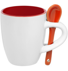 Кофейная кружка Pairy с ложкой, красная с оранжевой