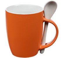 Кружка с ложкой Cheer Up, ver.2, оранжевая