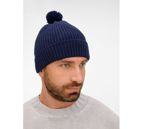 Шапка Catch Match с помпоном, темно-синяя