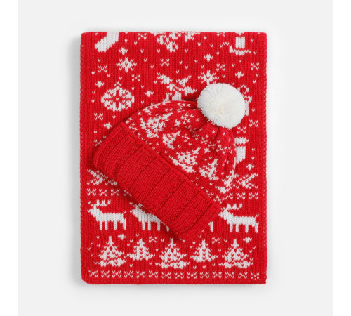 Шарф Holidale, красный с молочным