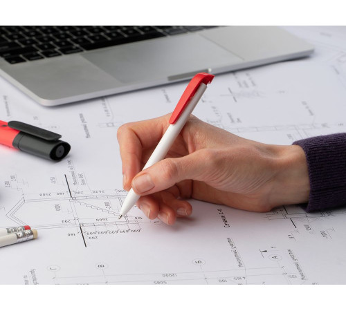 Ручка шариковая Favorite, белая с красным