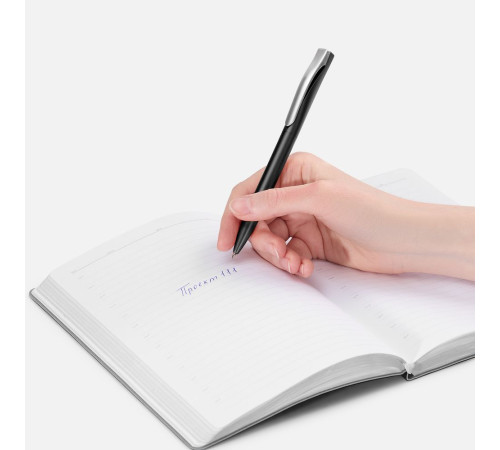 Ручка шариковая Pin Silver, черный металлик