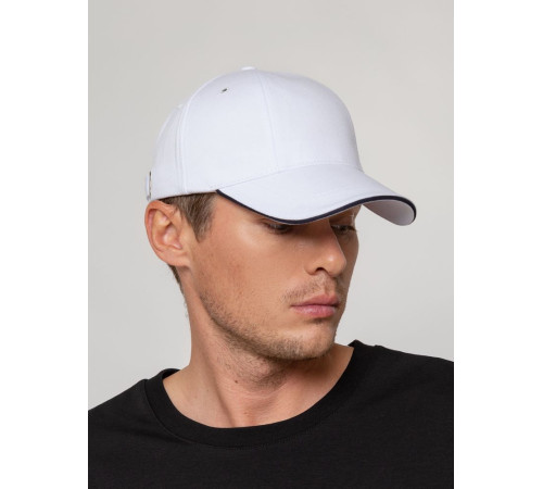 Бейсболка Canopy, белая с темно-синим кантом