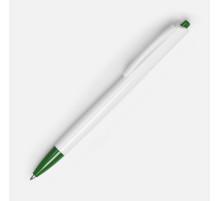 Ручка шариковая Tick, белая с зеленым