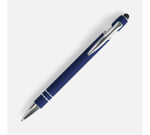 Ручка шариковая Pointer Soft Touch со стилусом, темно-синяя