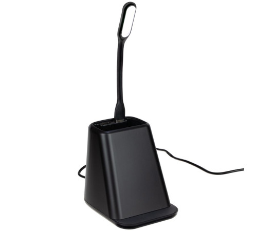 Настольный органайзер с зарядкой, лампой, вентилятором и подсветкой логотипа powerTower, черный