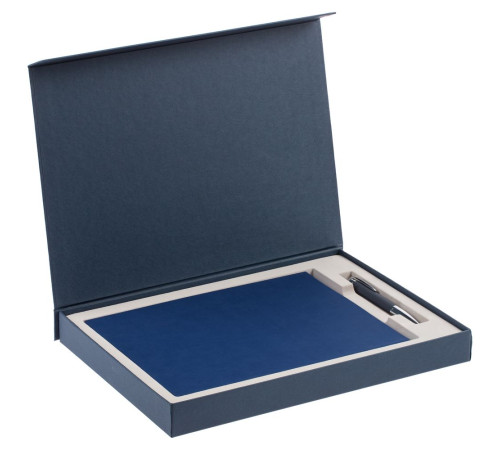 Коробка Roomy с ложементом под ежедневник А4 и ручку, синяя