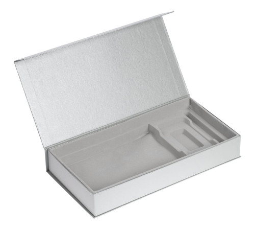 Коробка Planning с ложементом под набор с планингом, ежедневником, ручкой и аккумулятором, серебристая