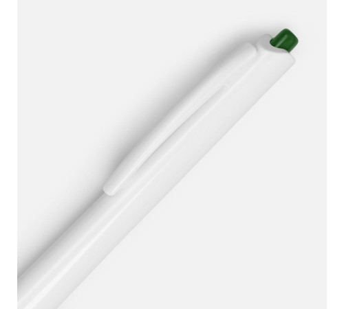 Ручка шариковая Tick, белая с зеленым