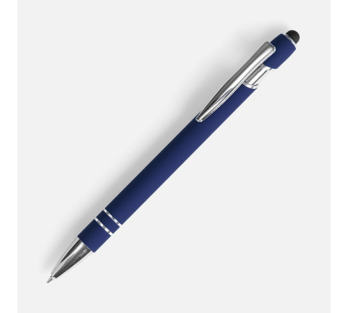 Ручка шариковая Pointer Soft Touch со стилусом, темно-синяя
