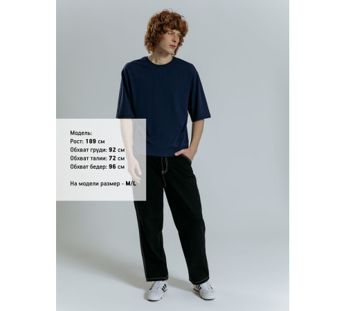 Футболка оверсайз унисекс Base Space, темно-синяя