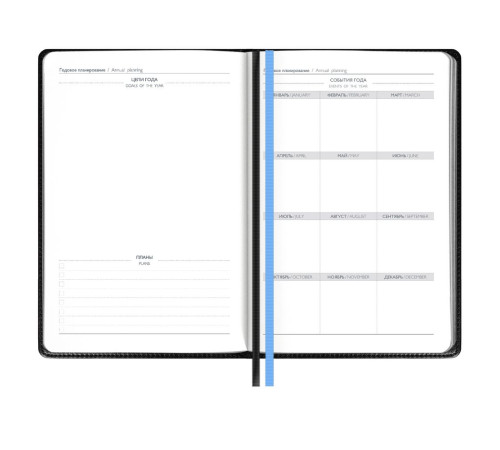Ежедневник Alanis, недатированный, черный с голубым
