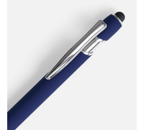 Ручка шариковая Pointer Soft Touch со стилусом, темно-синяя