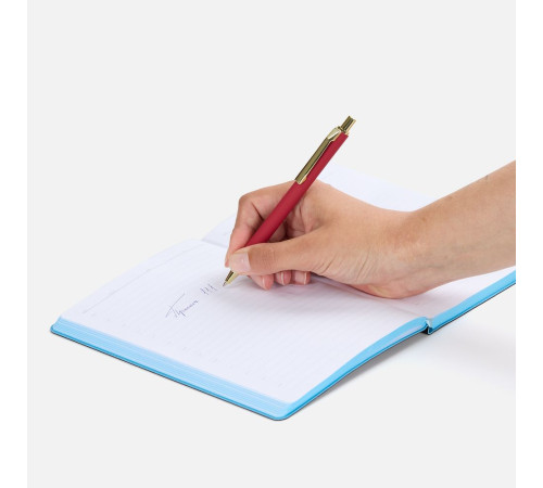 Ручка шариковая Lobby Soft Touch Gold, красная