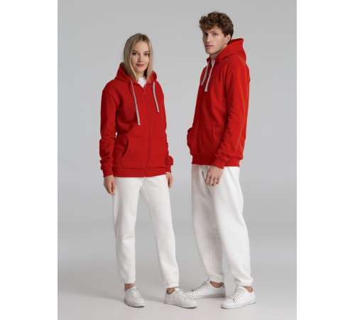 Толстовка на молнии с капюшоном Unit Siverga Heavy, красная