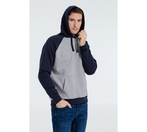 Толстовка унисекс Seattle, серый меланж с темно-синим