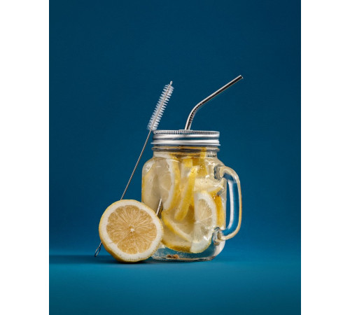 Набор Mellow, с изогнутой трубочкой, серебристый