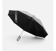 Зонт обратного сложения с ручкой-карабином Foldberry, серый
