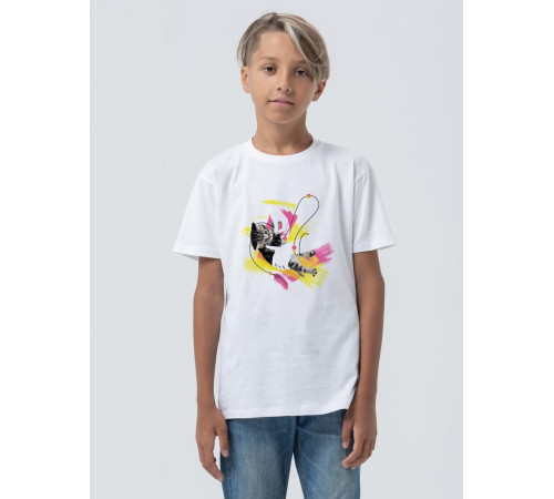 Футболка детская «Обними кота», белая