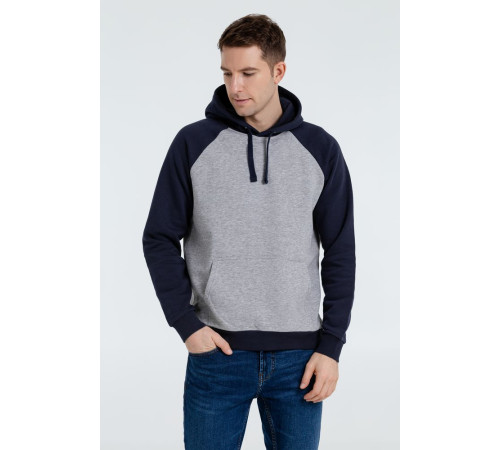 Толстовка унисекс Seattle, серый меланж с темно-синим