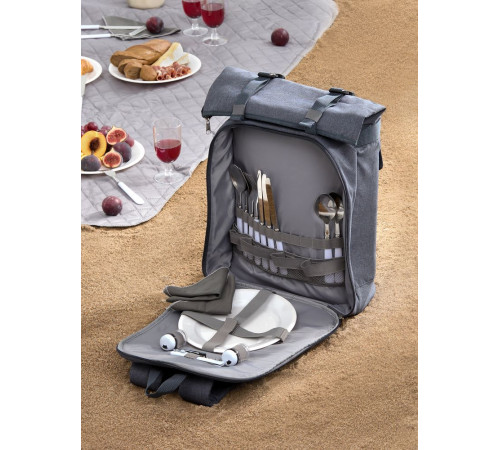 Набор для пикника Picnivo на 4 персоны, темно-серый меланж