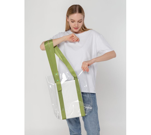 Шопер Clear Fest, прозрачный с зелеными ручками