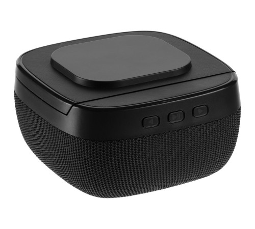 Колонка с беспроводной зарядкой Esca и подсветкой логотипа, черная