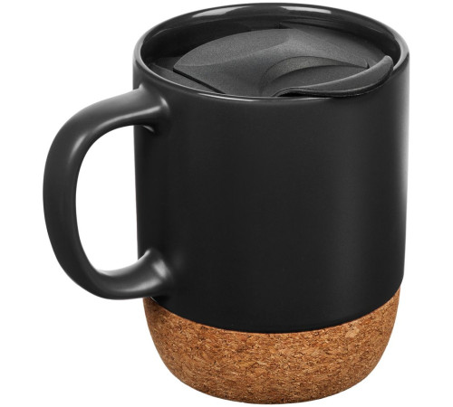 Кружка с пробковой подставкой Corky Walk, черная