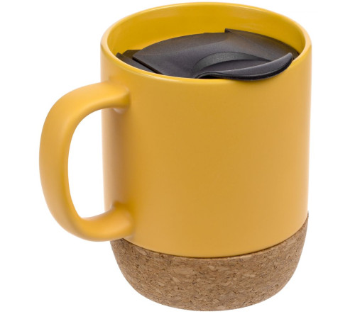 Кружка с пробковой подставкой Corky Walk, желтая