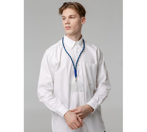 Шнурок для бейджа Tube Long, черный с синим