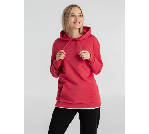 Толстовка с капюшоном унисекс Hoodie, красный меланж