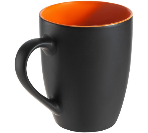Кружка Bright Tulip, матовая, черная с оранжевым