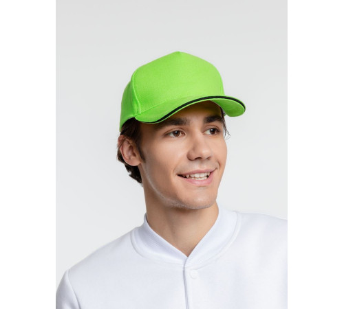 Бейсболка Classic, зеленое яблоко с черным кантом