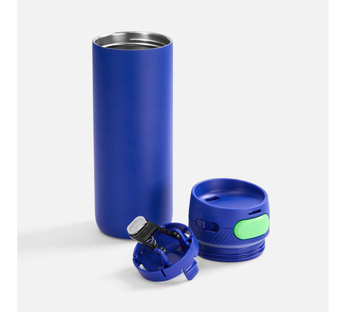 Термостакан X1 с цветной кнопкой, синий с зеленым