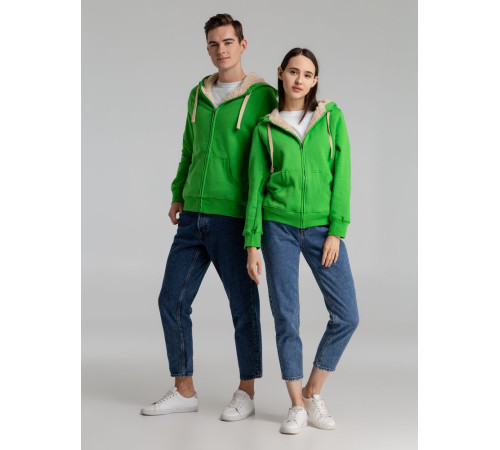 Толстовка унисекс на молнии Sherpa 280, ярко-зеленая