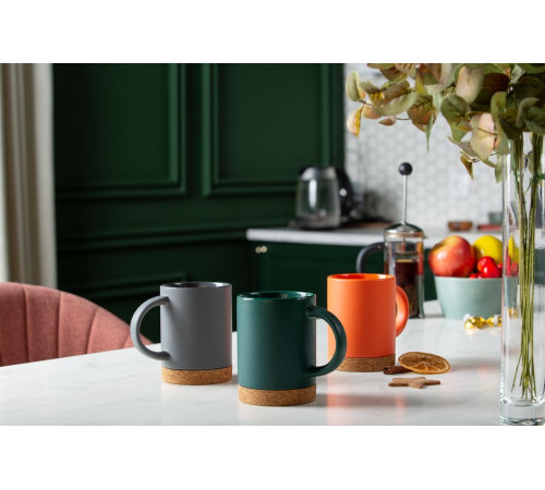 Кружка с пробковой подставкой Corky, оранжевая