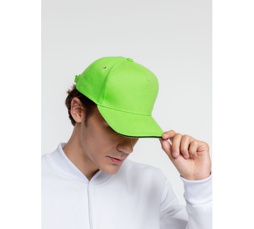 Бейсболка Classic, зеленое яблоко с черным кантом